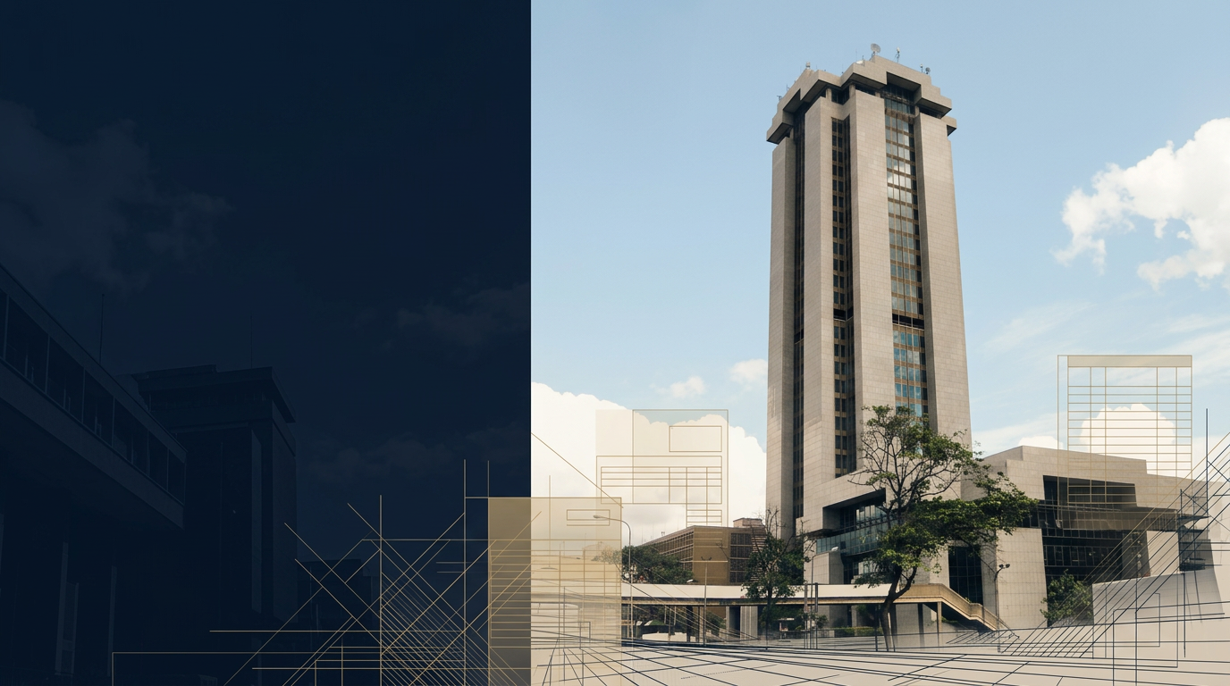 Editorial illustration based on a photograph of Times Tower, Nairobi